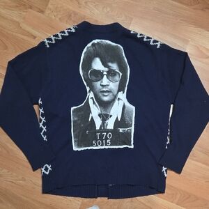 Elvis Mugshot Upcycled Cardigan